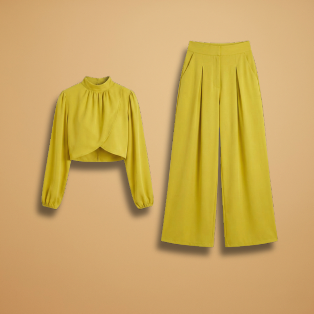 Women’s Co‑ord Set with Cropped Top and Wide Leg Trousers