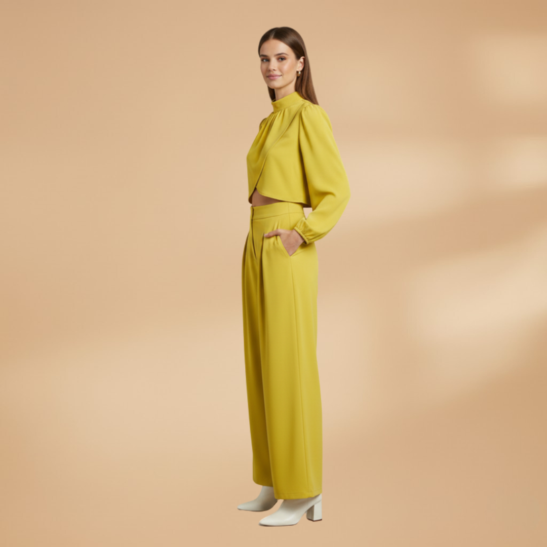 Women’s Co‑ord Set with Cropped Top and Wide Leg Trousers
