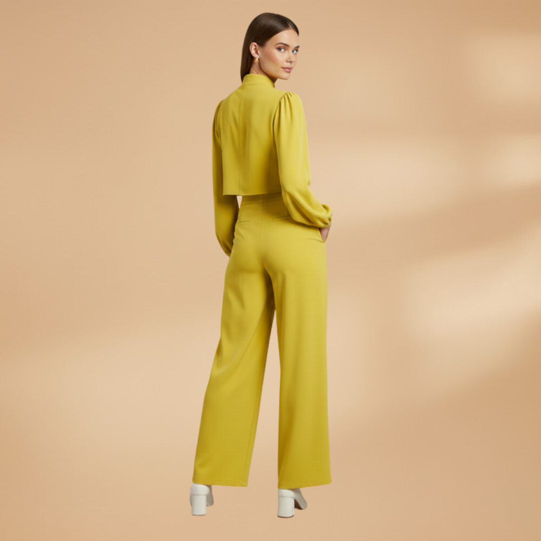 Women’s Co‑ord Set with Cropped Top and Wide Leg Trousers