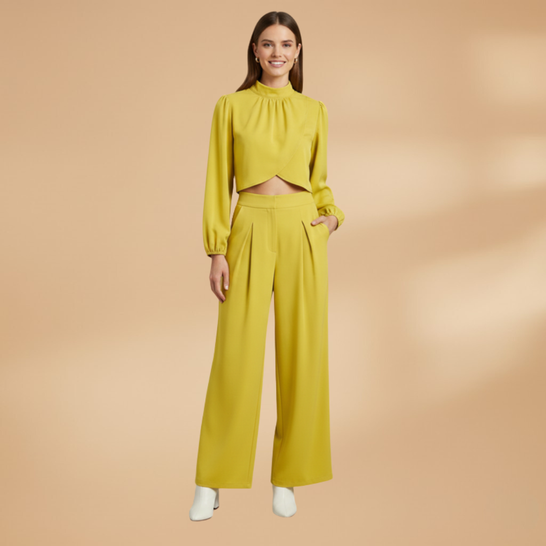 Women’s Co‑ord Set with Cropped Top and Wide Leg Trousers