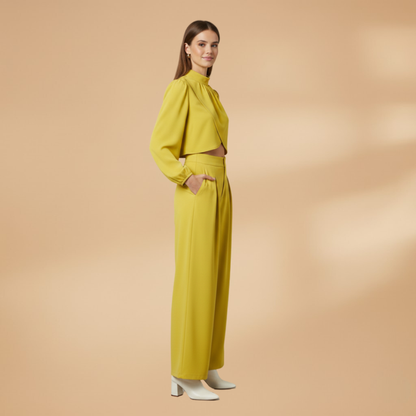 Women’s Co‑ord Set with Cropped Top and Wide Leg Trousers