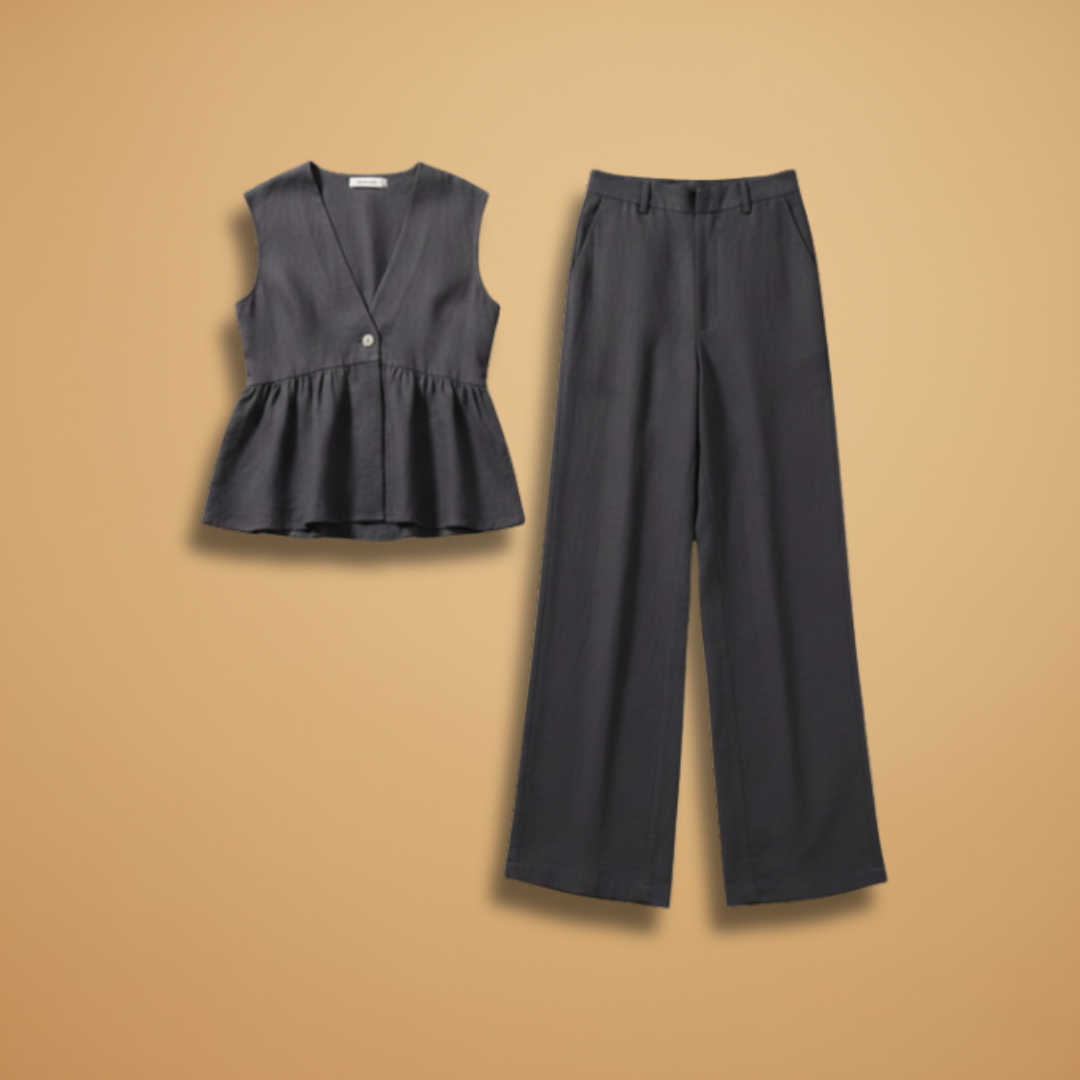 Women’s Co‑ord Set with Deep V‑Neck and Wide Trousers