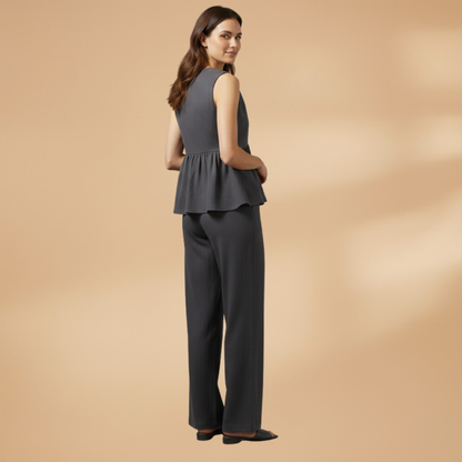 Women’s Co‑ord Set with Deep V‑Neck and Wide Trousers