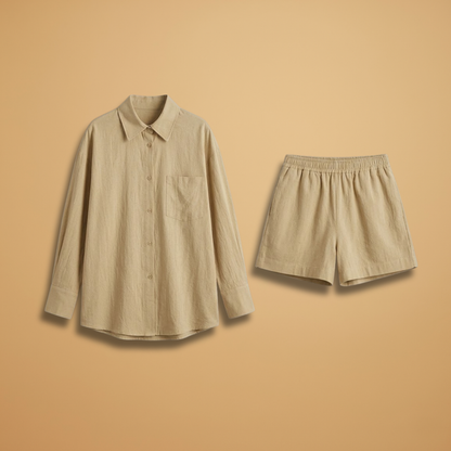 Women’s Co‑ord Set with Oversized Shirt and Shorts
