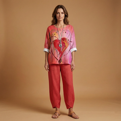 Women’s Floral Set with Top and Trousers