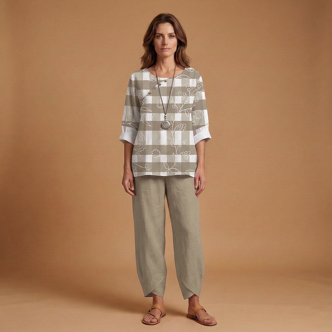 Women’s Floral Set with Top and Trousers