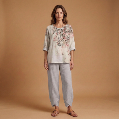 Women’s Floral Set with Top and Trousers