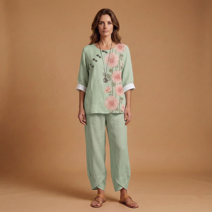 Women’s Floral Set with Top and Trousers