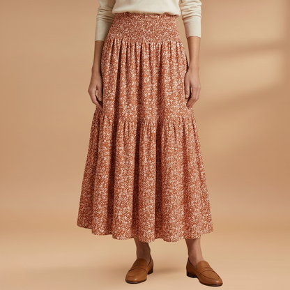 Women's Floral Skirt with Flowing Fabric and Flattering Silhouette