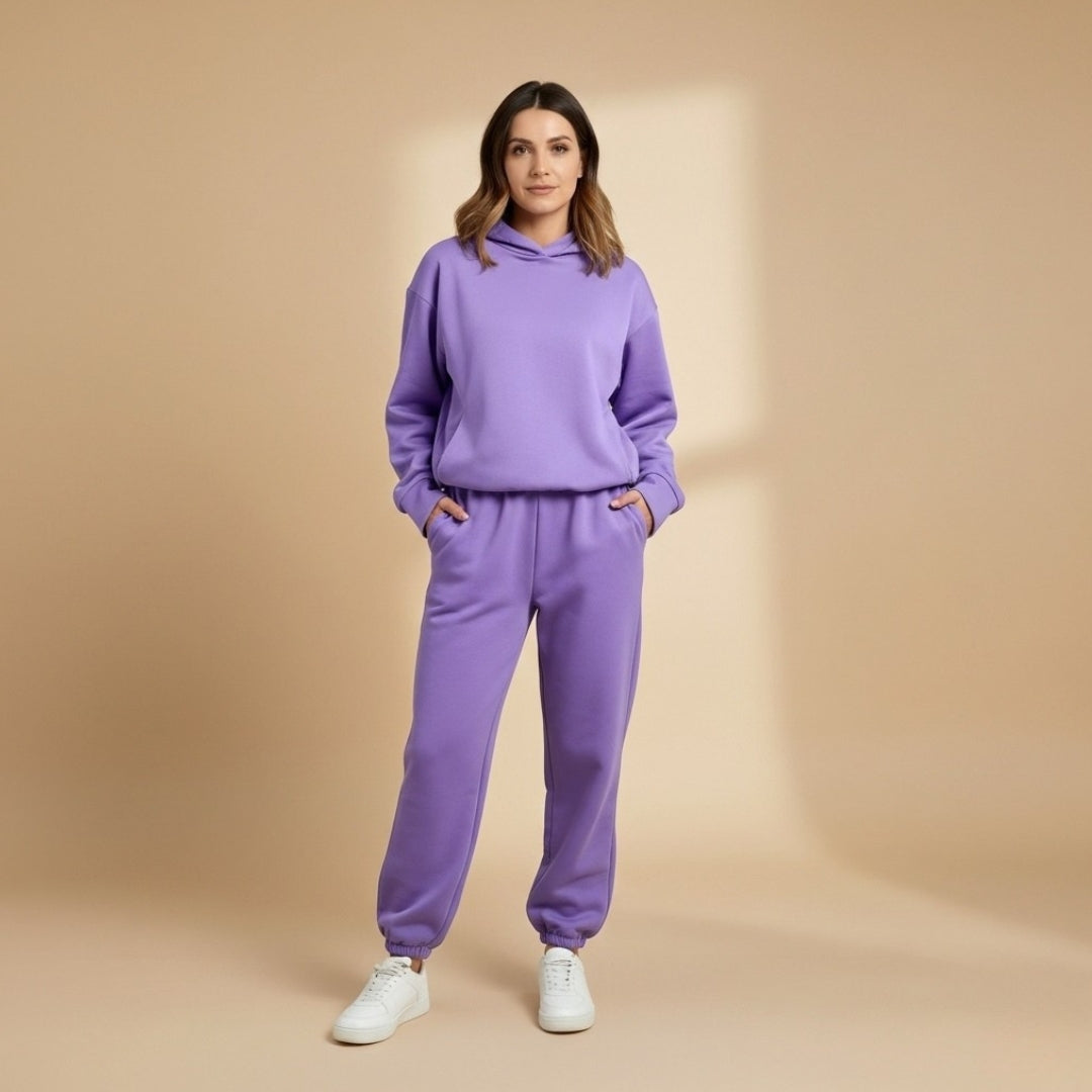 Women’s Jogging Set with Hoodie and Elastic Waistband
