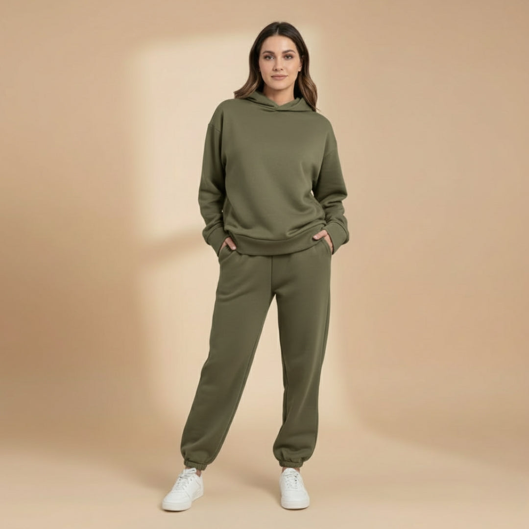 Women’s Jogging Set with Hoodie and Elastic Waistband