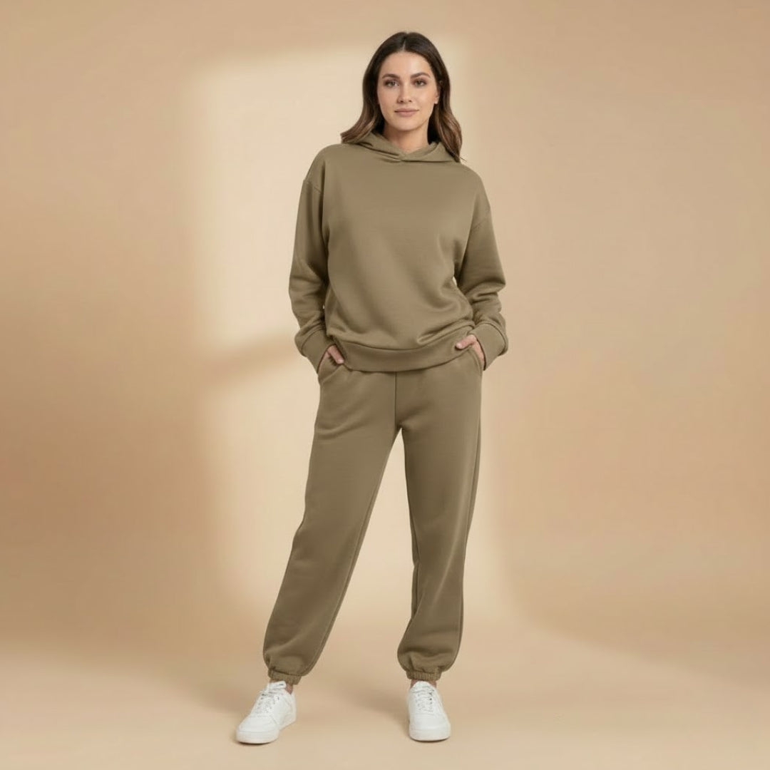 Women’s Jogging Set with Hoodie and Elastic Waistband