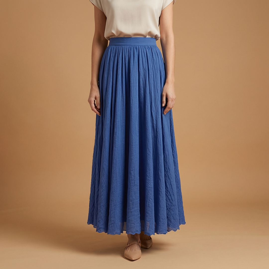 Women’s Long Skirt with Flowing Cut and Simple Drape
