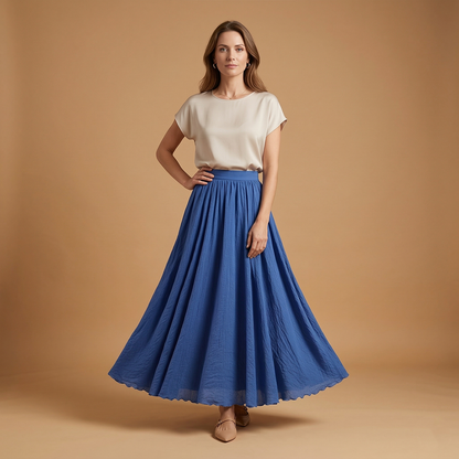 Women’s Long Skirt with Flowing Cut and Simple Drape