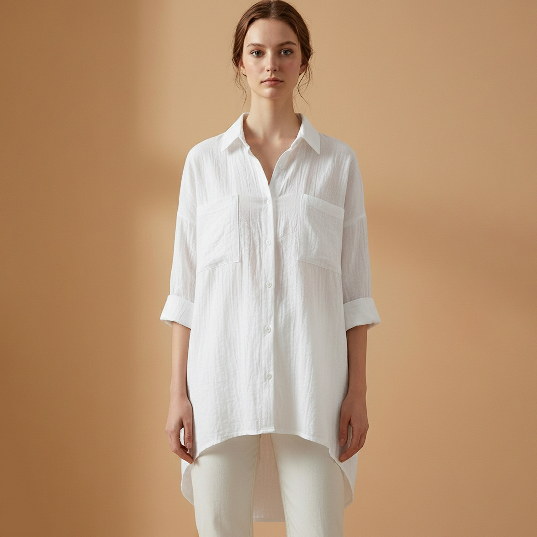 Women’s Loose-Fitting Blouse with Long Sleeves for Casual or Formal Wear