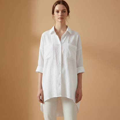 Women’s Loose-Fitting Blouse with Long Sleeves for Casual or Formal Wear