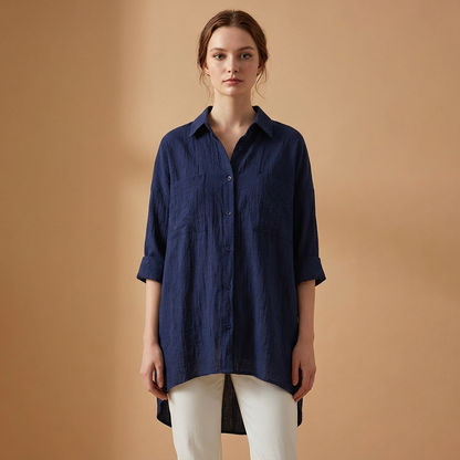 Women’s Loose-Fitting Blouse with Long Sleeves for Casual or Formal Wear