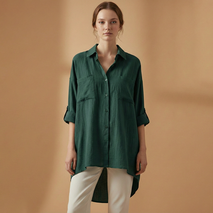 Women’s Loose-Fitting Blouse with Long Sleeves for Casual or Formal Wear