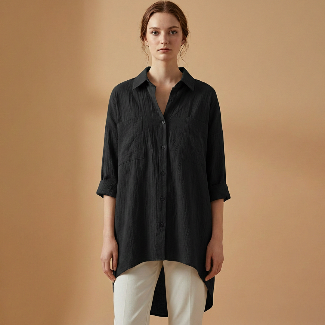 Women’s Loose-Fitting Blouse with Long Sleeves for Casual or Formal Wear