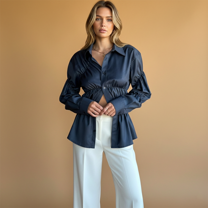 Women’s Loose Blouse with Ruffles for Elegant Style