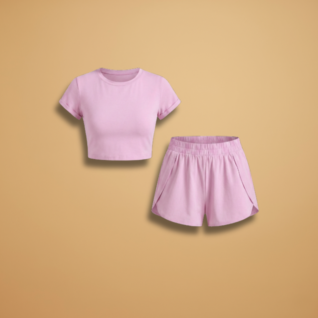 Women’s Lounge Set with Cropped T‑Shirt and Shorts