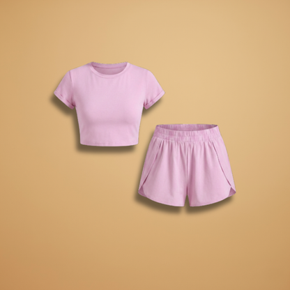 Women’s Lounge Set with Cropped T‑Shirt and Shorts