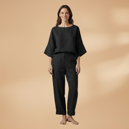 Women’s Lounge Set with Long-Sleeve Top and Trousers