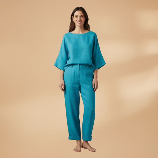 Women’s Lounge Set with Long-Sleeve Top and Trousers