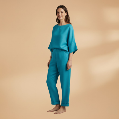Women’s Lounge Set with Long-Sleeve Top and Trousers