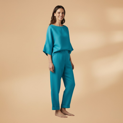 Women’s Lounge Set with Long-Sleeve Top and Trousers