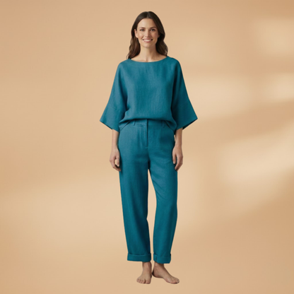 Women’s Lounge Set with Long-Sleeve Top and Trousers