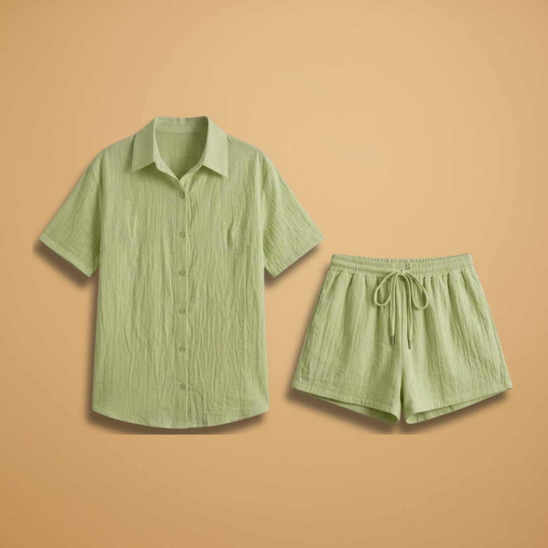 Women’s Loungewear Co‑ord Set with Breathable Shirt and Shorts