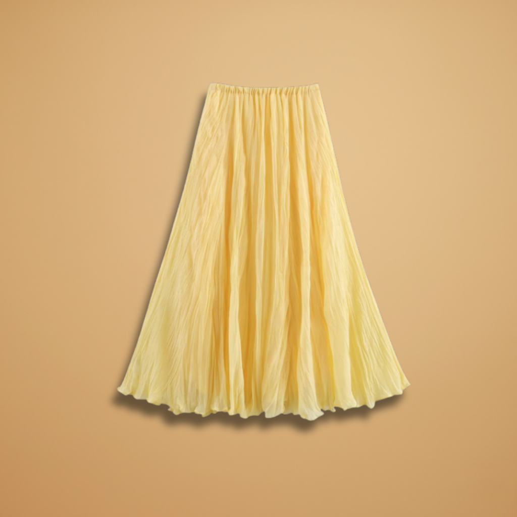 Women’s Maxi Skirt with Pleats and Elastic Waistband