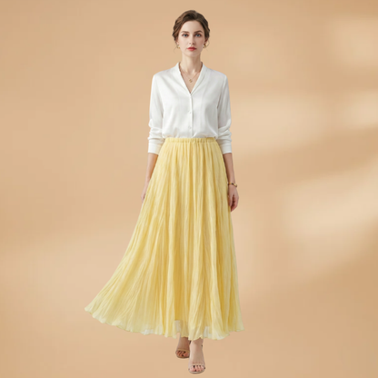 Women’s Maxi Skirt with Pleats and Elastic Waistband