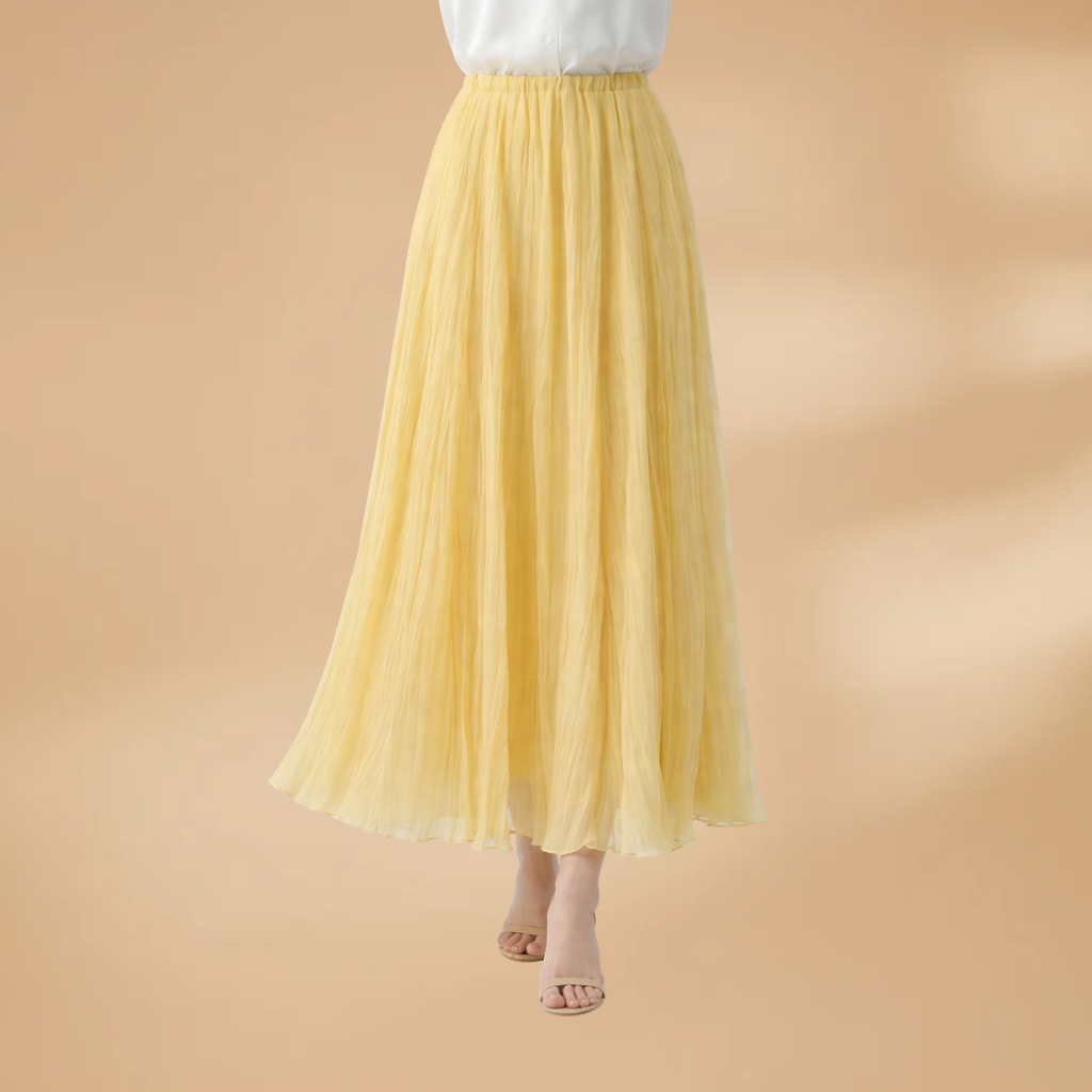 Women’s Maxi Skirt with Pleats and Elastic Waistband