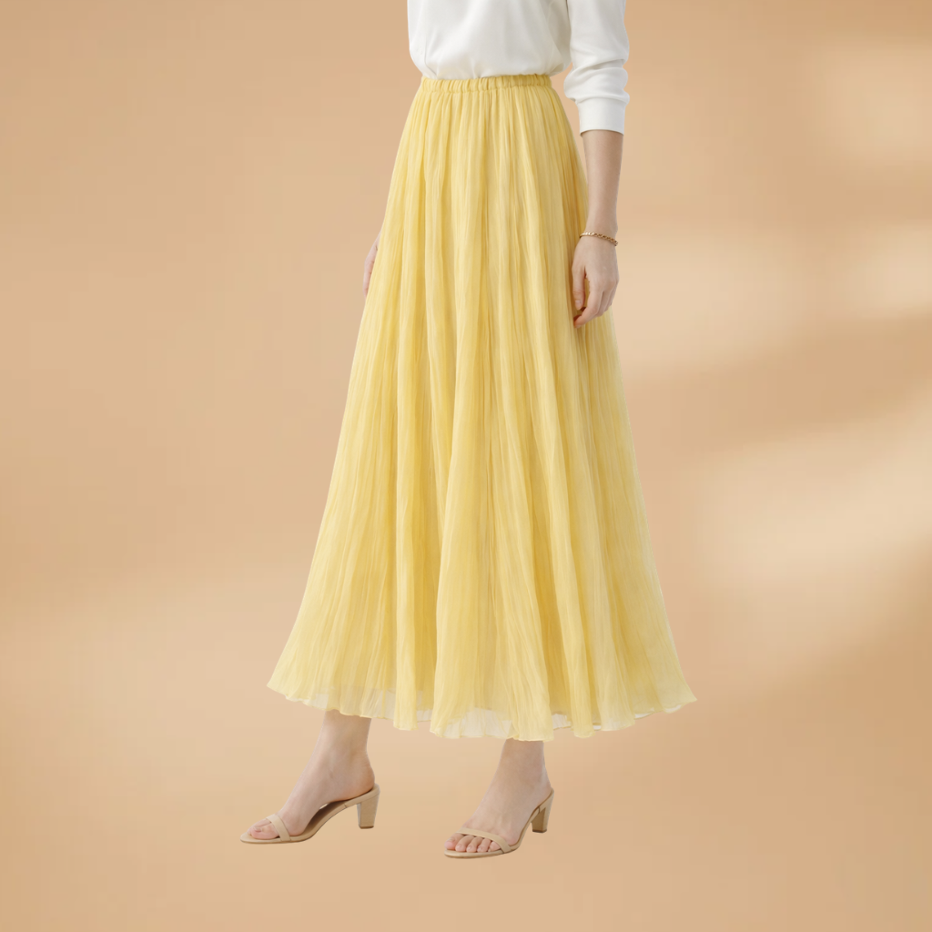 Women’s Maxi Skirt with Pleats and Elastic Waistband