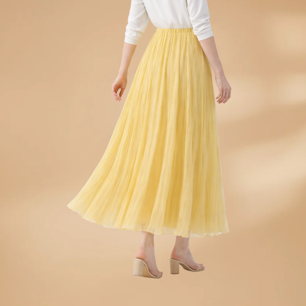 Women’s Maxi Skirt with Pleats and Elastic Waistband