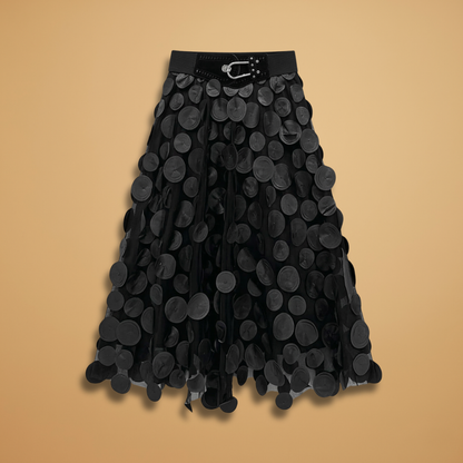 Women's Maxi Skirt with Polka Dot Print and Tulle