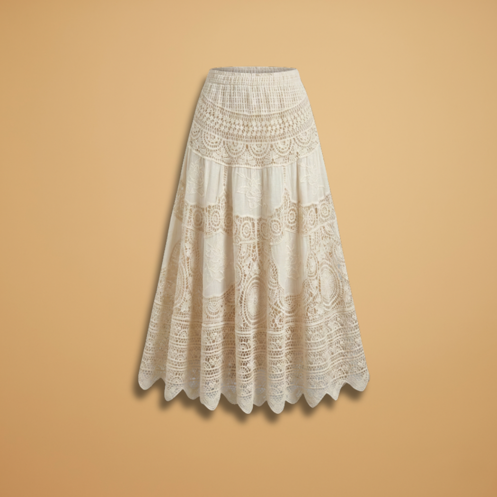 Women’s Midi Suede Skirt with Button Detailing and Elastic Waistband