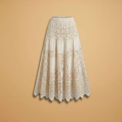 Women’s Midi Suede Skirt with Button Detailing and Elastic Waistband