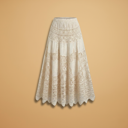 Women’s Midi Suede Skirt with Button Detailing and Elastic Waistband