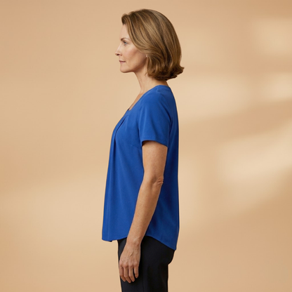 Women's Pleated Summer Blouse with Square Neckline