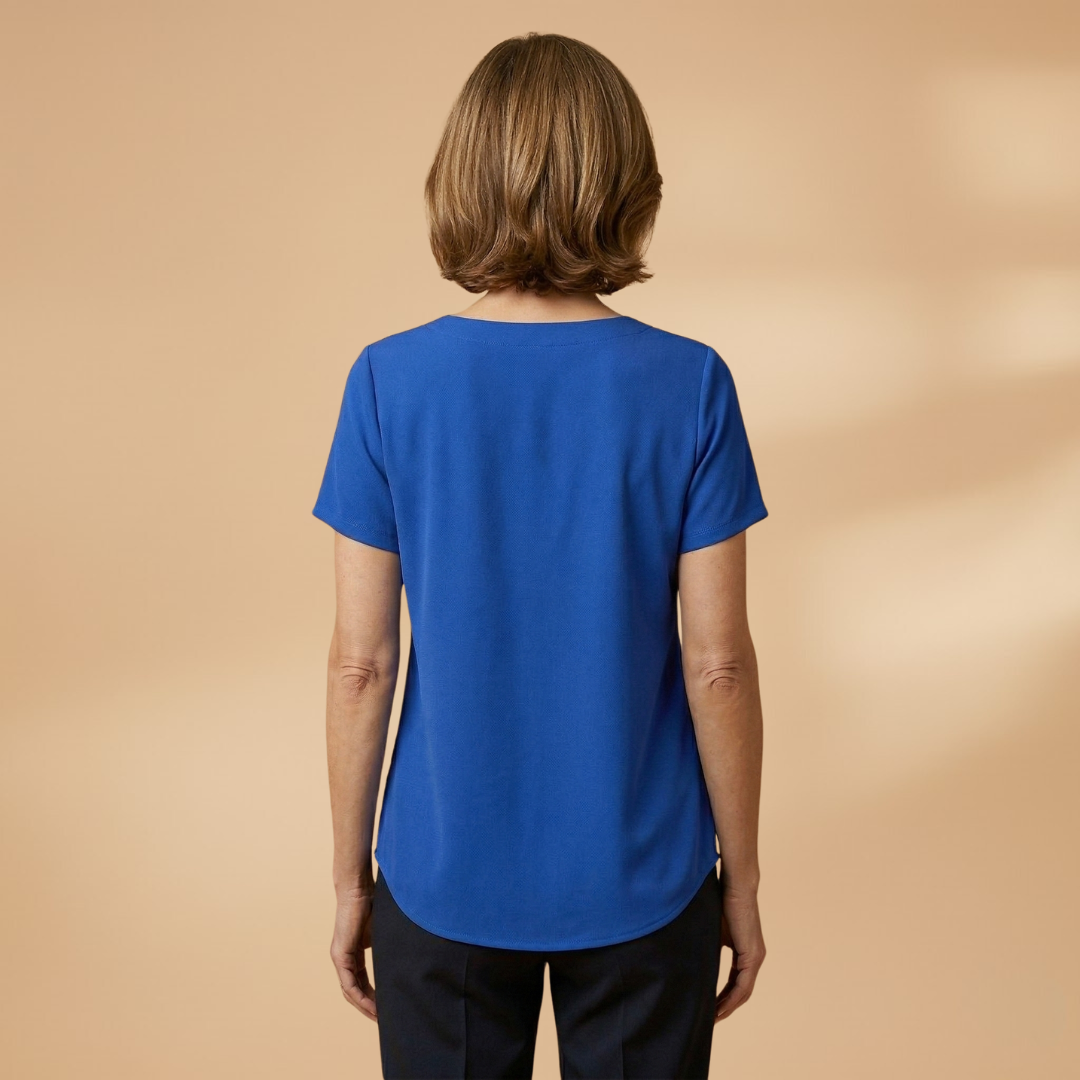Women's Pleated Summer Blouse with Square Neckline