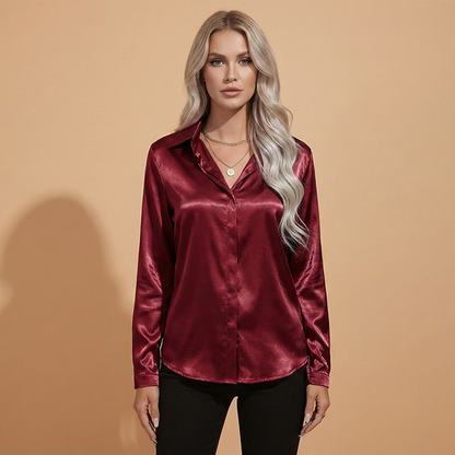 Women’s Satin Blouse with Elegant Design for Autumn