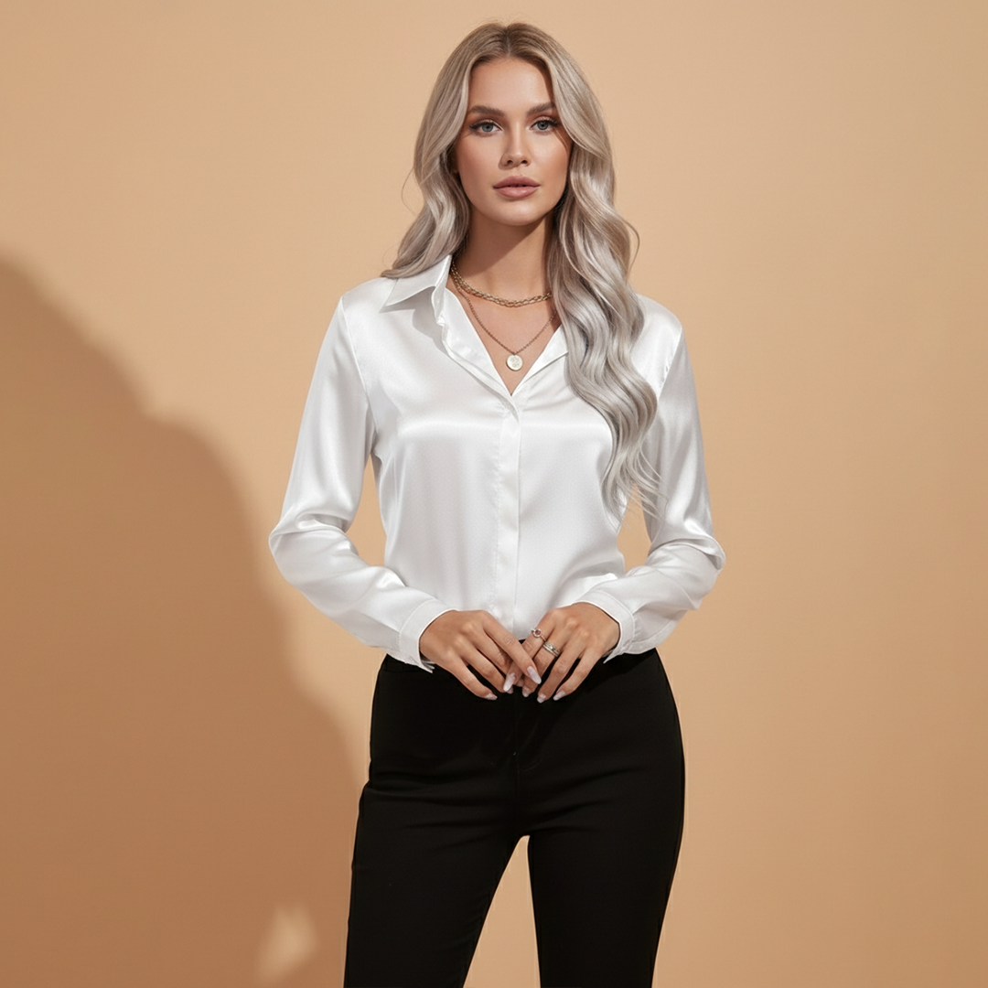 Women’s Satin Blouse with Elegant Design for Autumn