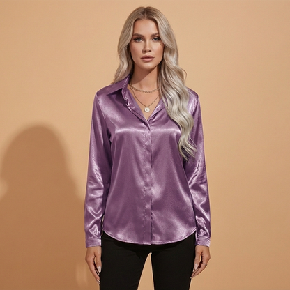 Women’s Satin Blouse with Elegant Design for Autumn