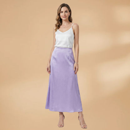 Women’s Satin Maxi Skirt with High Waist and Floor-Length Design