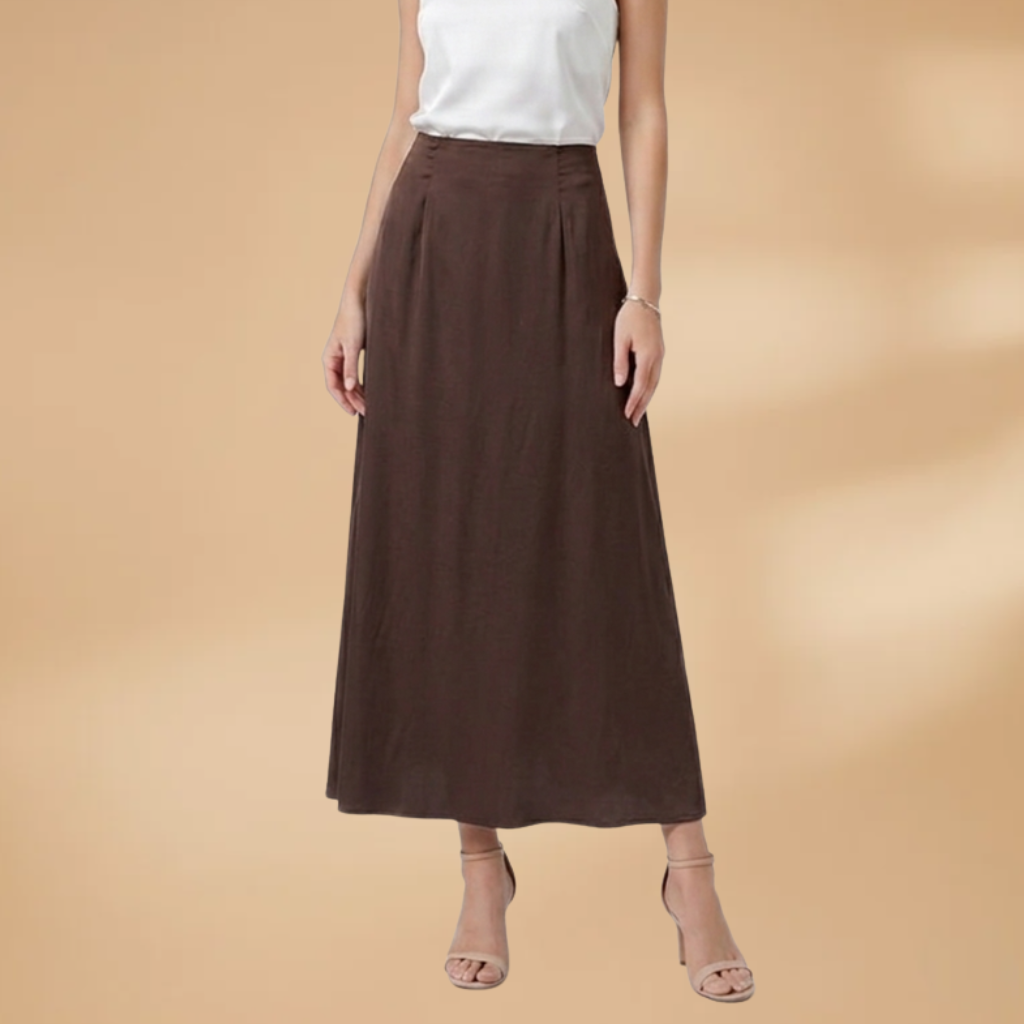 Women’s Satin Maxi Skirt with High Waist and Floor-Length Design