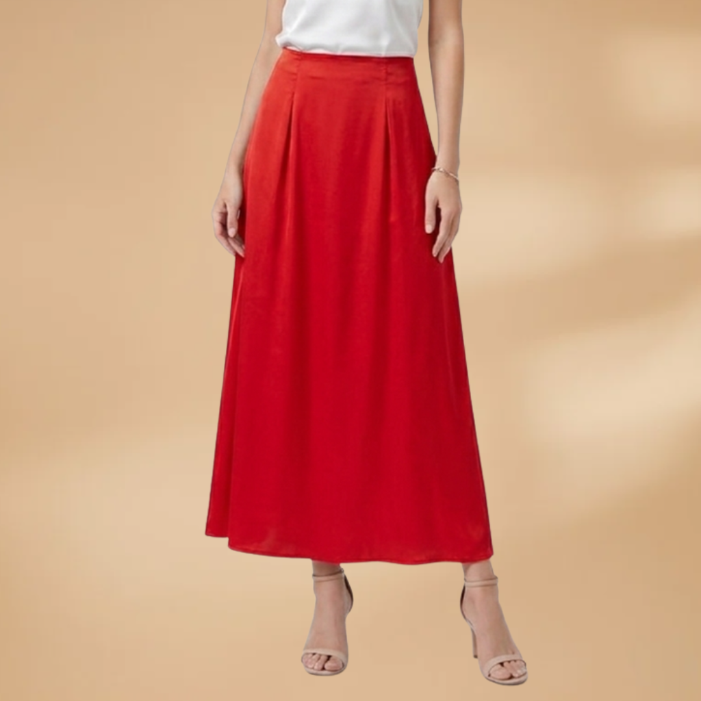 Women’s Satin Maxi Skirt with High Waist and Floor-Length Design