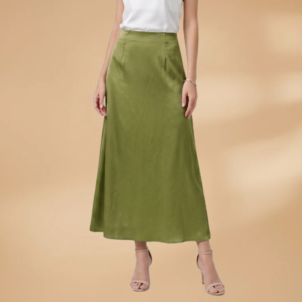 Women’s Satin Maxi Skirt with High Waist and Floor-Length Design